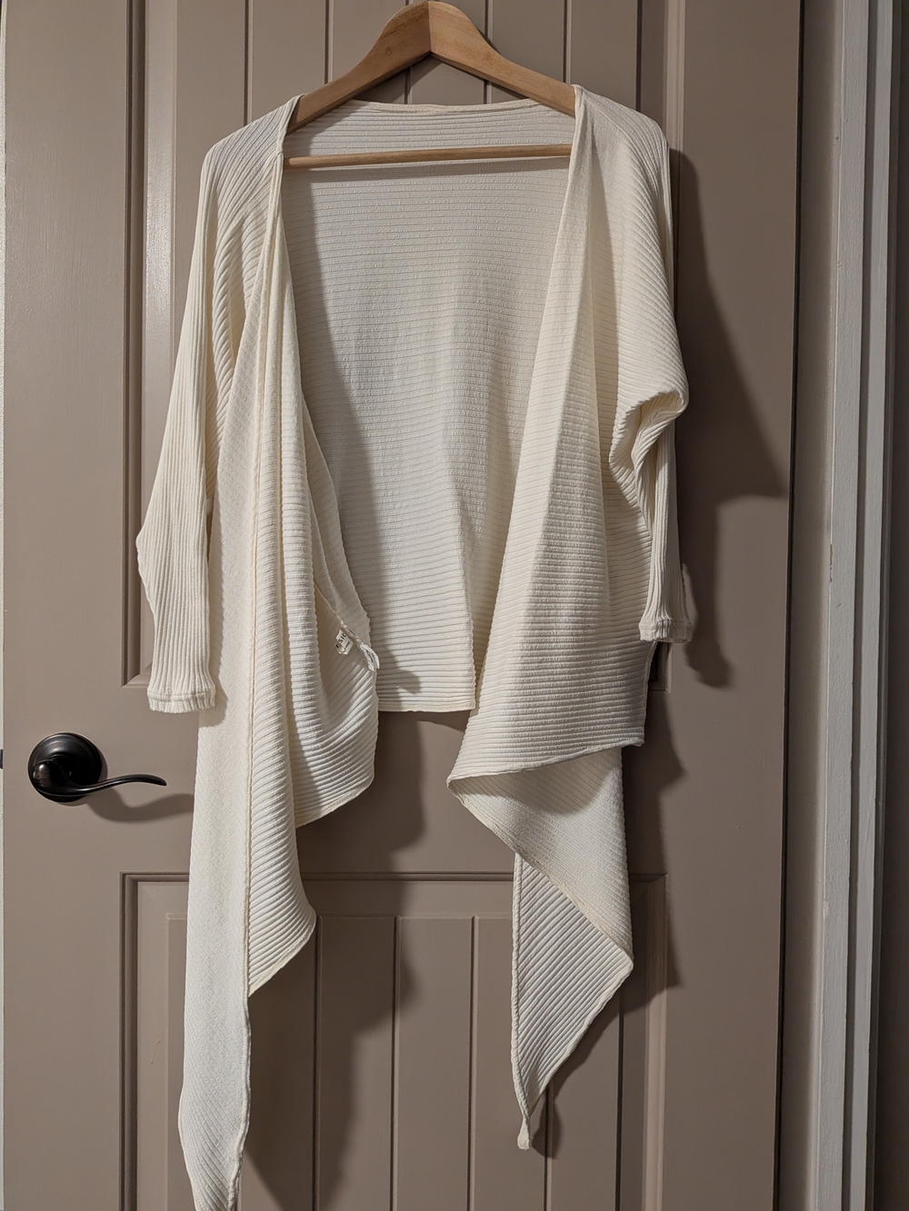 Hackwith Designs Cream Ribbed Reversible Wrap Top Made In USA - Picture 3 of 7